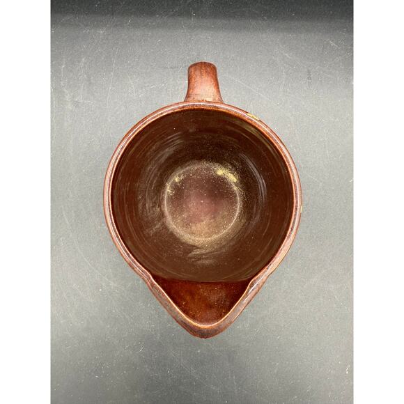 Vintage Western Stoneware Ribbed Brown Pottery Pitcher - Made in USA - Picture 5 of 10